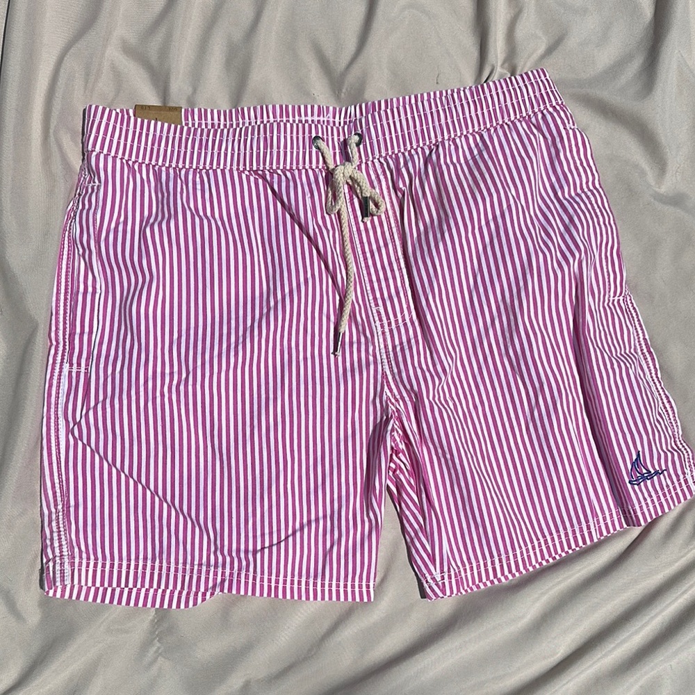 Cotton On Pink Striped Swim Trunks Mens Bathing suit NWT Kahuna Short